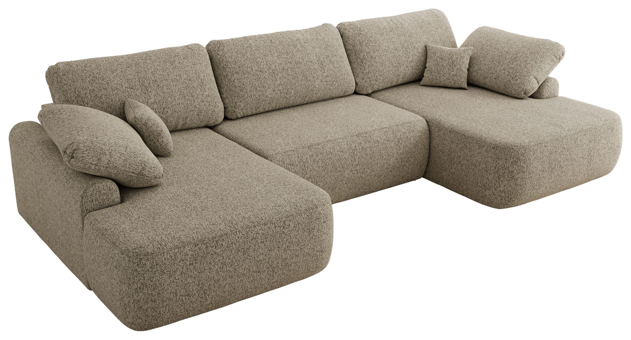 WOHNLANDSCHAFT CUBO U Dunkelbeige Struktur - Ecru/Beige, Kunststoff/Textil (370/100/187cm) - MKS