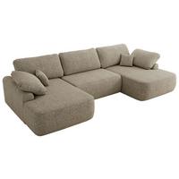 WOHNLANDSCHAFT CUBO U Dunkelbeige Struktur - Ecru/Beige, Kunststoff/Textil (370/100/187cm) - MKS