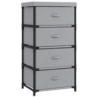 KOMMODE Leinen Stahl Grau - Schwarz/Grau, Textil/Metall (32/80/42cm) - HOMCOM
