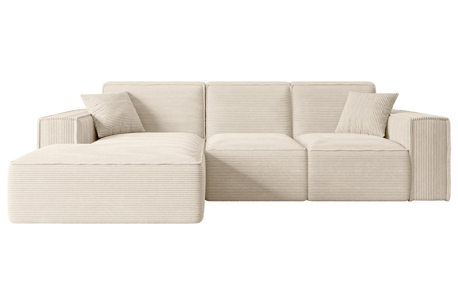 ECKSOFA Ottomane Links SERRA-L - 266x169x80 cm Beige Cord - Beige/Schwarz, Holzwerkstoff/Kunststoff (165/266cm) - ALTDECOR