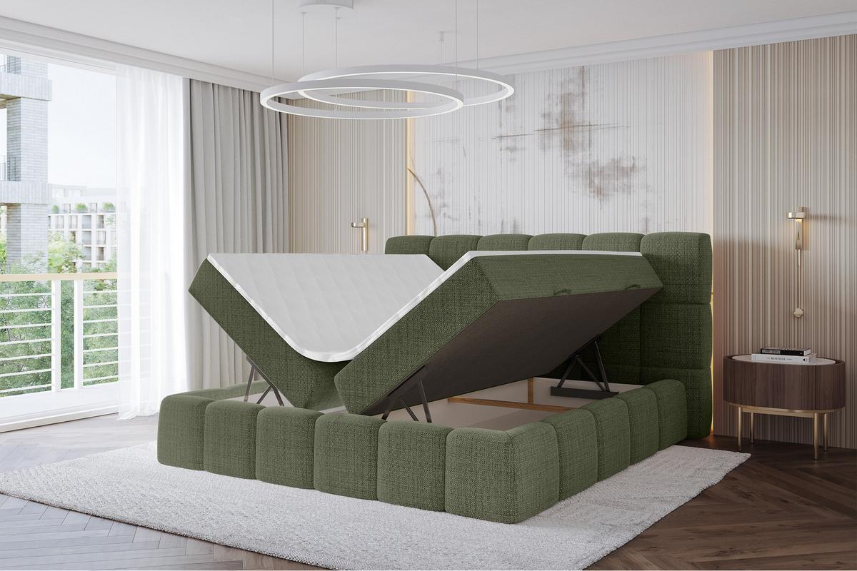 BOXBETT - AURI-H3 - 180x200 Grün Aragon - Grün, Holzwerkstoff (180/200cm) - ALTDECOR
