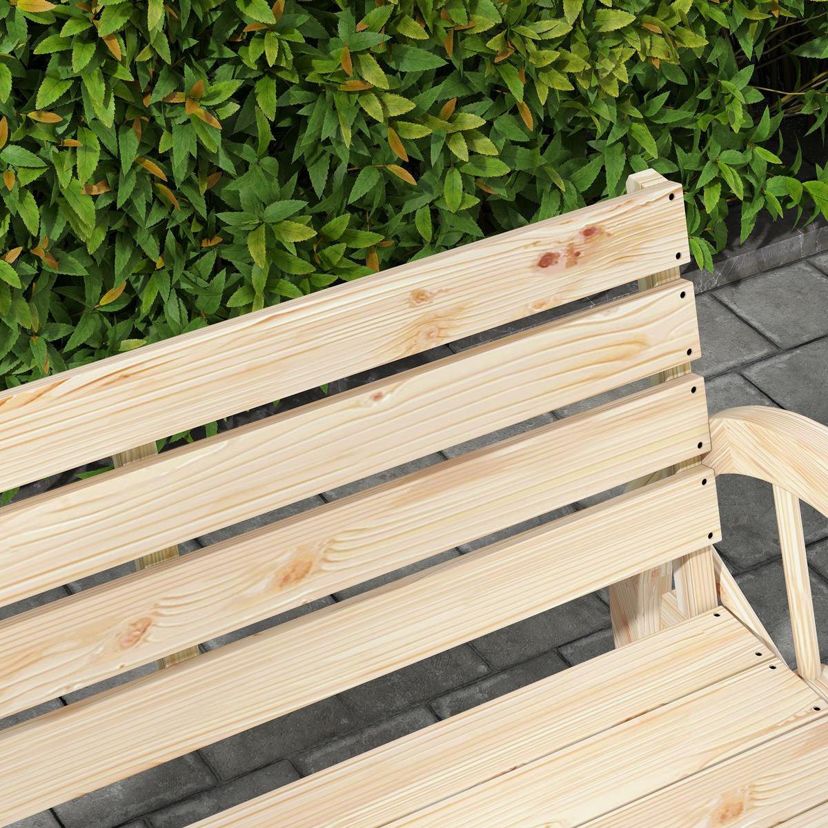 2ER-GARTENBANK Sitzbank Wagenrad-Design rustikale Holzbank für 2 Personen - Naturfarben, Holz (56/79/105.5cm) - Outsunny