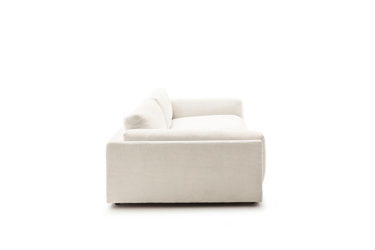 BIG SOFA RAINA Cremeweiß Cord - Creme/Schwarz, Kunststoff/Textil (254/85/150cm) - KAWOLA