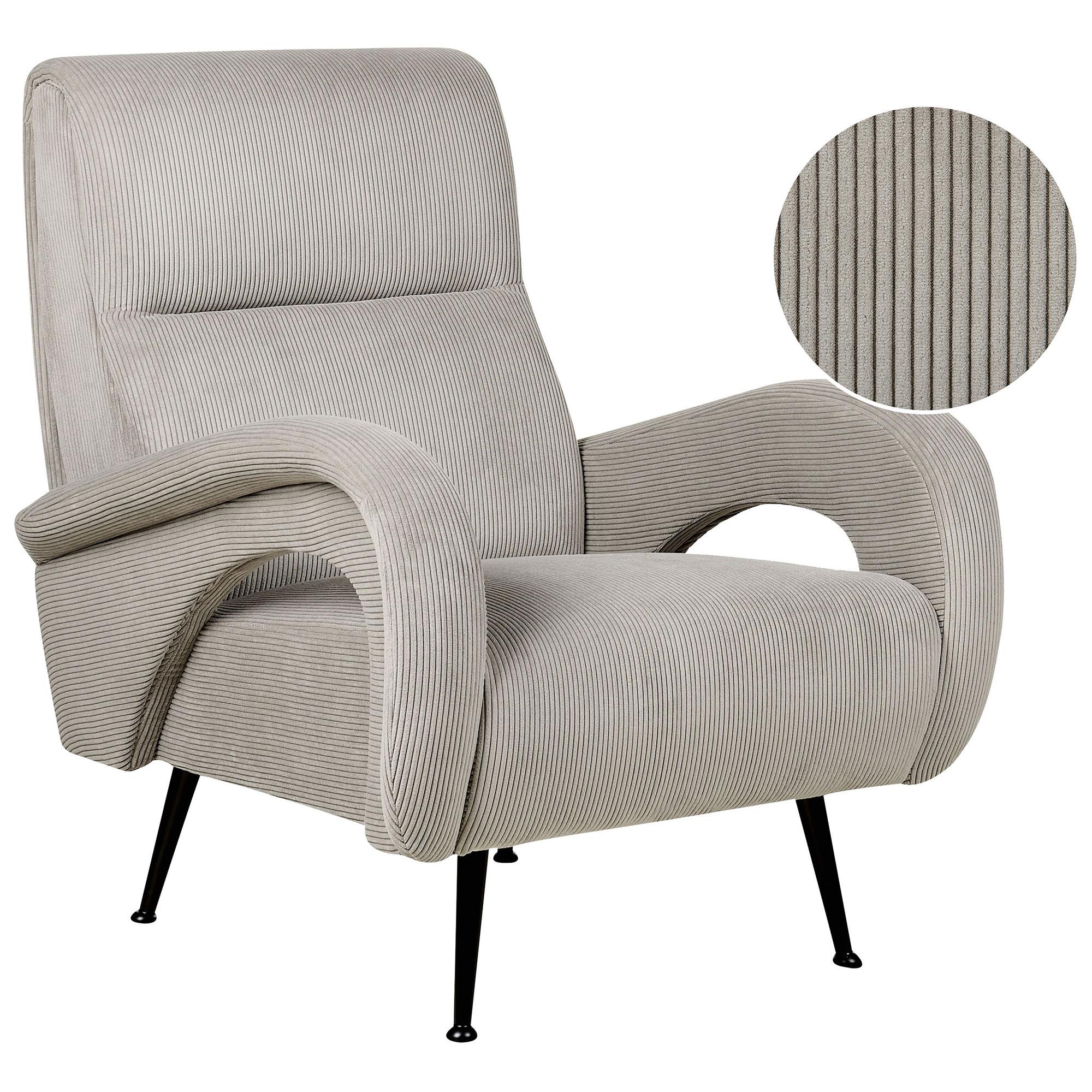 SESSEL Cord grau Svalov - Grau, Textil (77/93/75cm) - Beliani