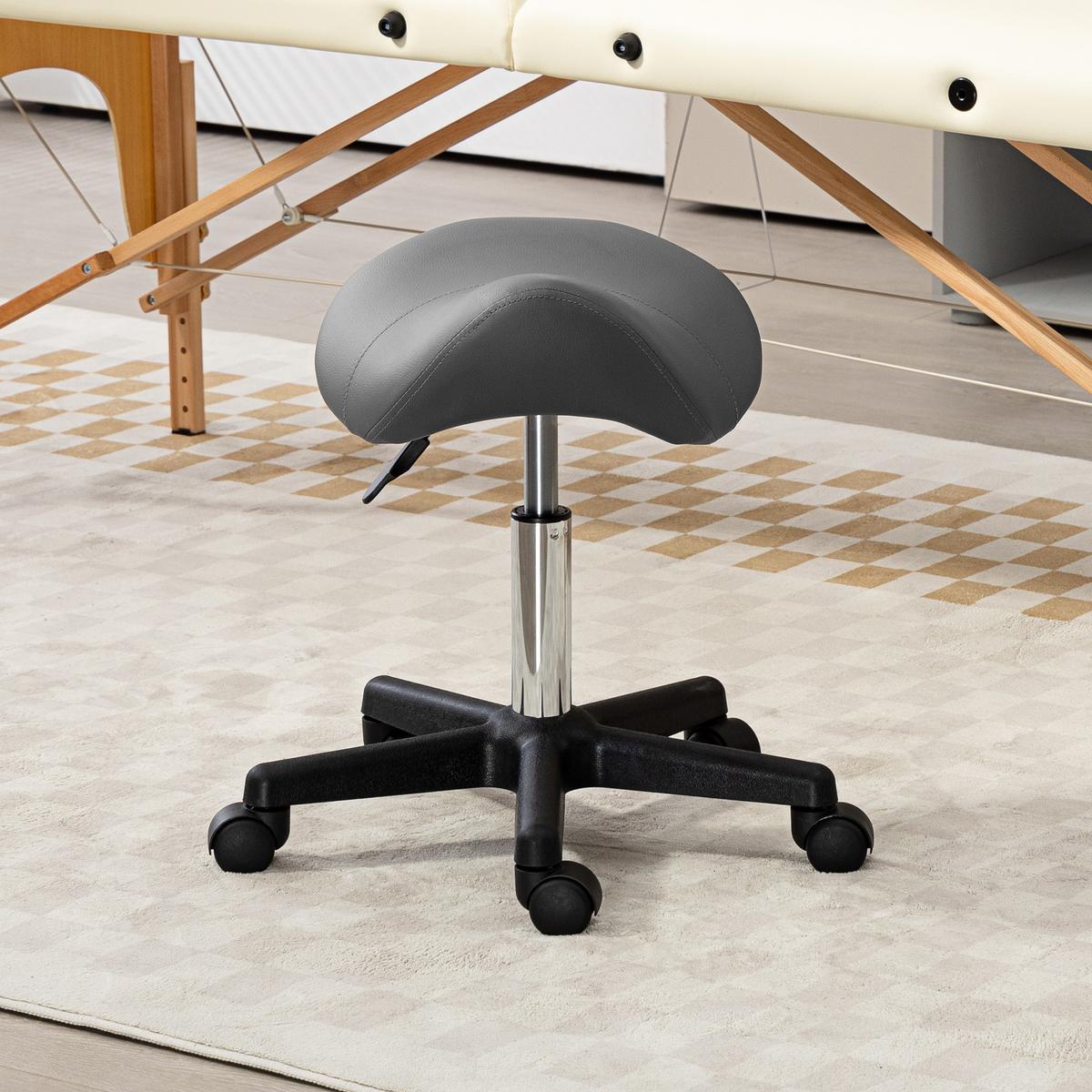ROLLHOCKER Kunstleder Stahl Grau - Grau, Textil (47/59/48cm) - HOMCOM