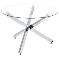 ESSTISCH mit runder Glasplatte Silber 110 cm Butler - Silberfarben, Metall (90/110/73cm) - Beliani