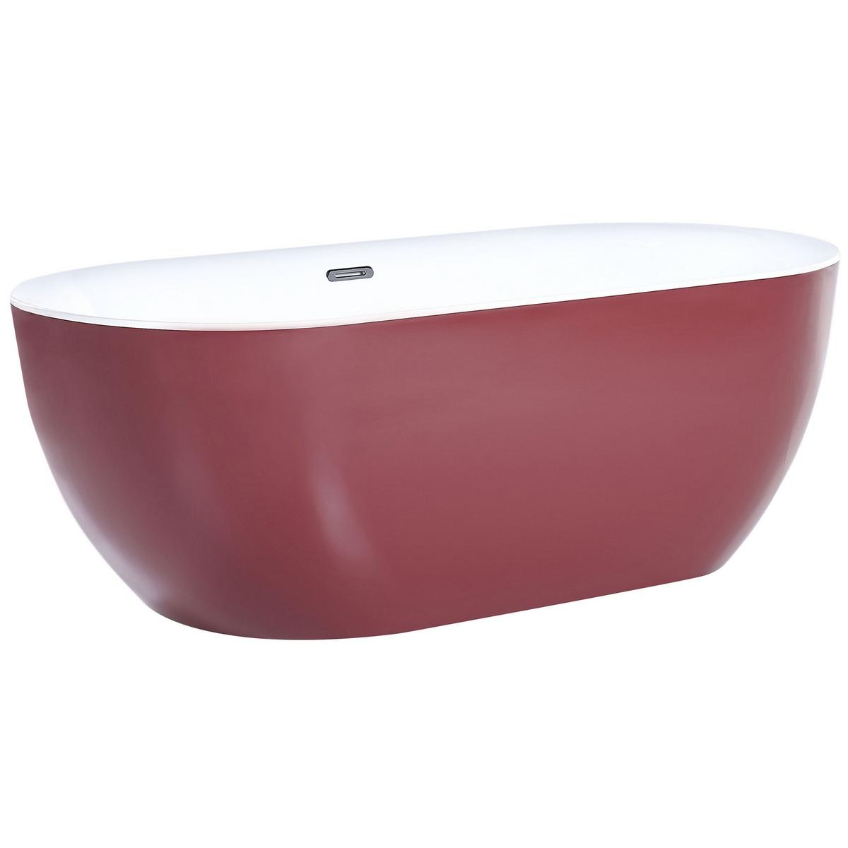 BADEWANNE FREISTEHEND 80x170x58 cm rot Carrera - Rot, Kunststoff (80/58/170cm) - Beliani