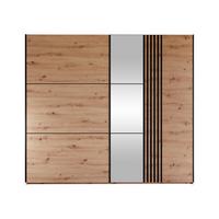SCHIEBETÜRENSCHRANK Sinatra 250 - Schwarz/Eiche Artisan, Holzwerkstoff/Metall (250/215/65cm) - MIRJAN24