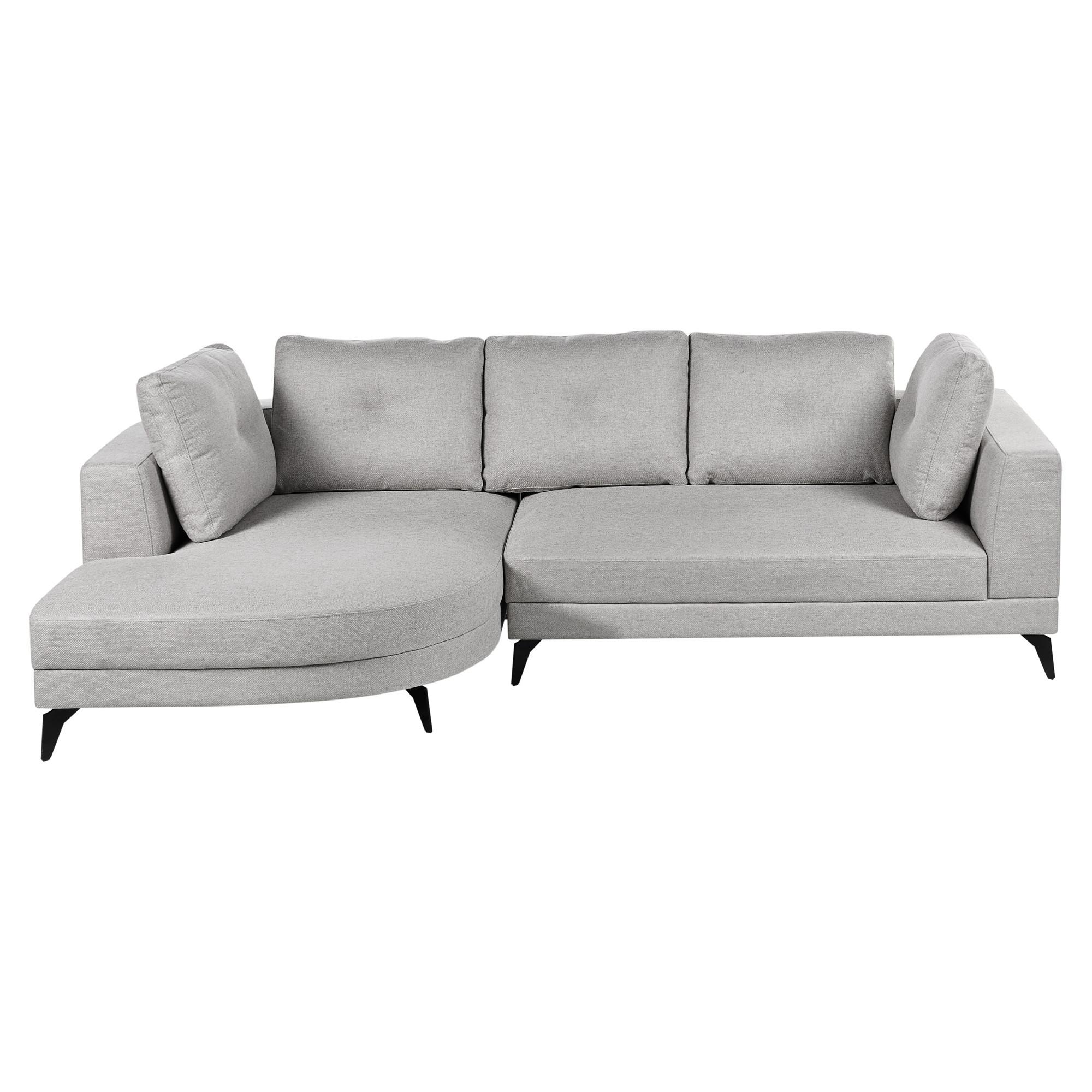 ECKSOFA 3-Sitzer Kunstleinen Grau rechtsseitig Yuri - Grau, Textil (262/151cm) - Beliani
