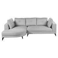 ECKSOFA 3-Sitzer Kunstleinen Grau rechtsseitig Yuri - Grau, Textil (262/151cm) - Beliani