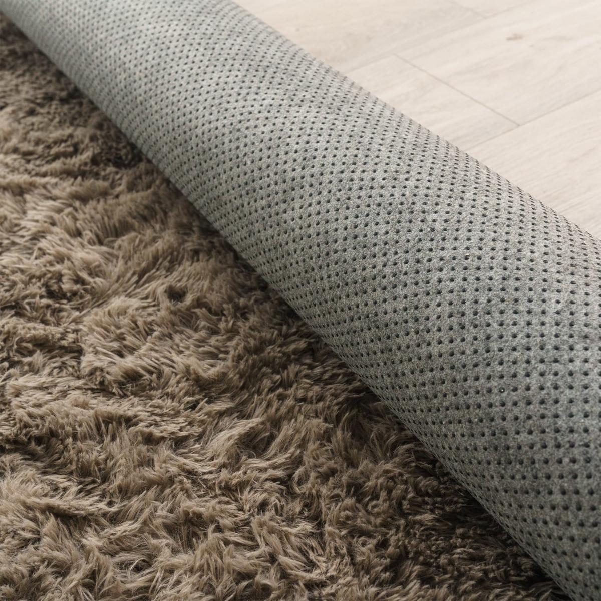 HOCHFLORTEPPICH, einfarbig, aus Polyester, Taupe, Ø 120 cm - Braun, Textil (120/120cm) - KADIMA DESIGN