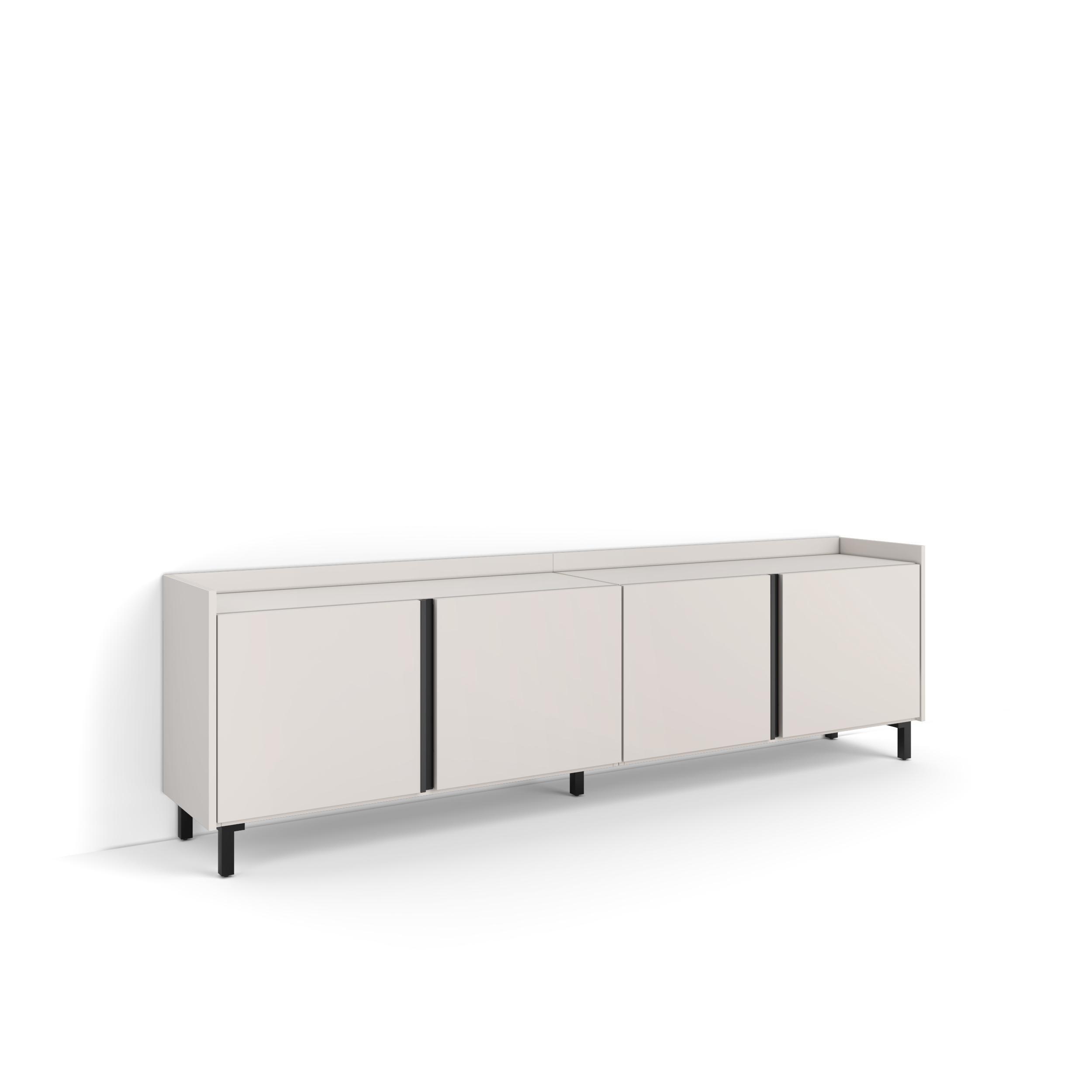 LOWBOARD, Beige, 207/35/61cm, mit Beinen - Beige, Holzwerkstoff (207/61/35cm) - Skraut Home