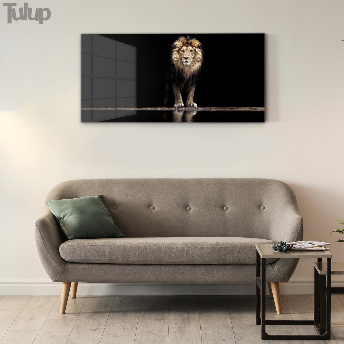 GLASBILD 120x60 cm Wildes Tier - Hellbraun/Schwarz, Glas (120/60cm) - TULUP