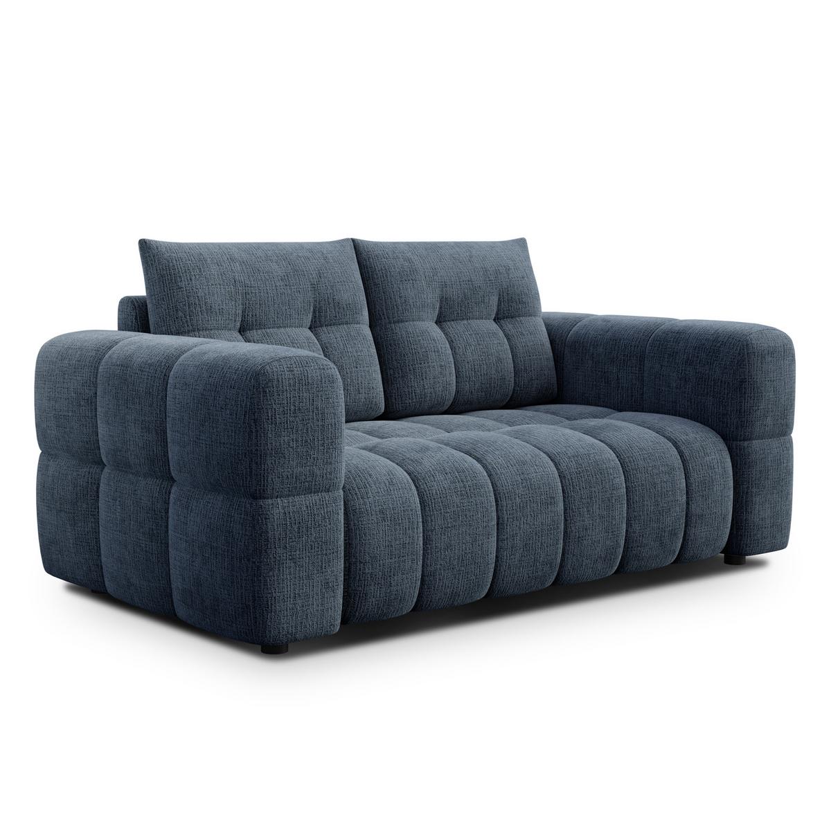 SOFA CLOUDI 2-Sitzer, marineblau - Blau/Schwarz, Holz/Textil (181/89/104cm) - Wozimo