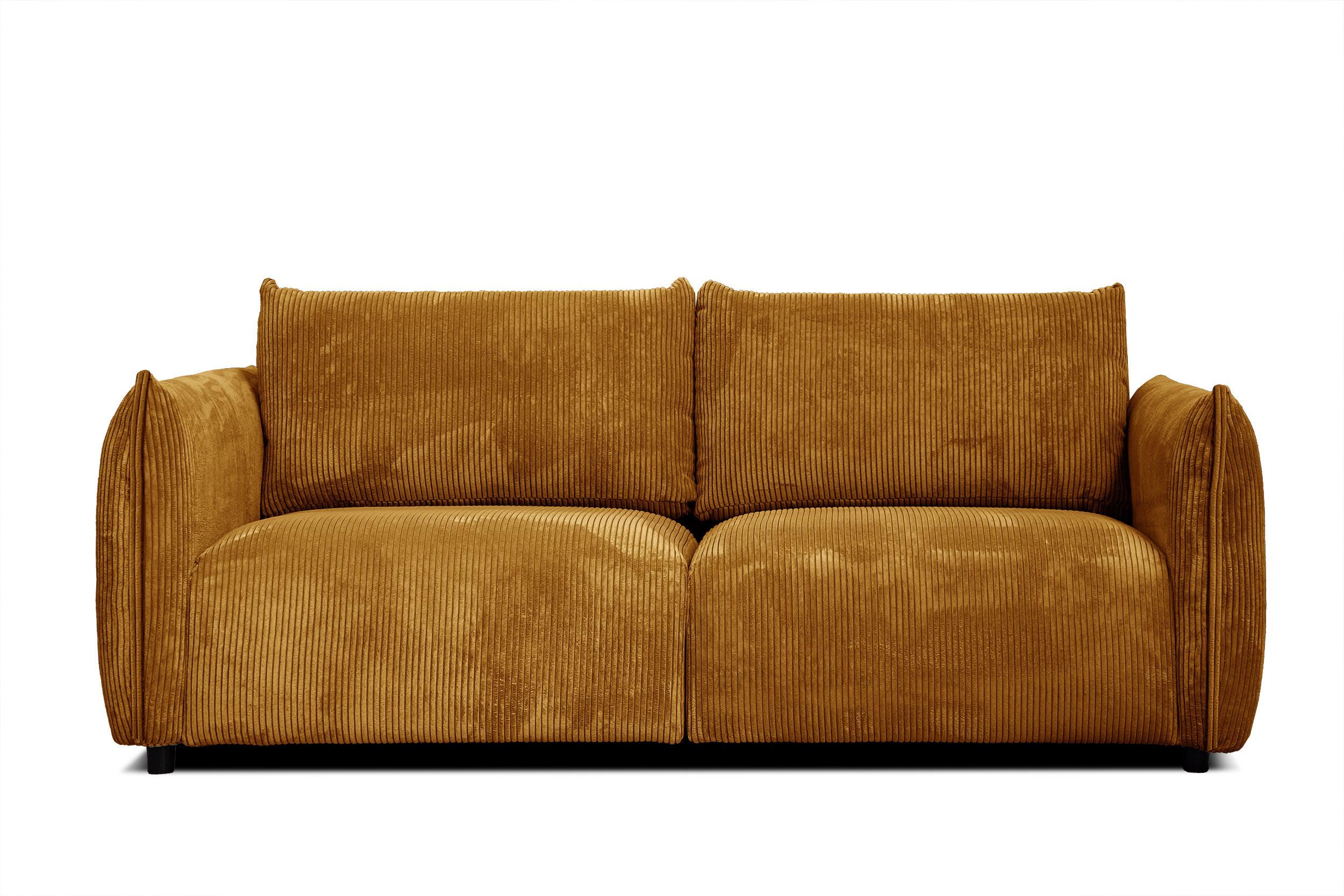 SOFA TAUER 3-Sitzer, honig - Dunkelgelb/Schwarz, Holzwerkstoff/Kunststoff (112/84/206cm) - Wozimo