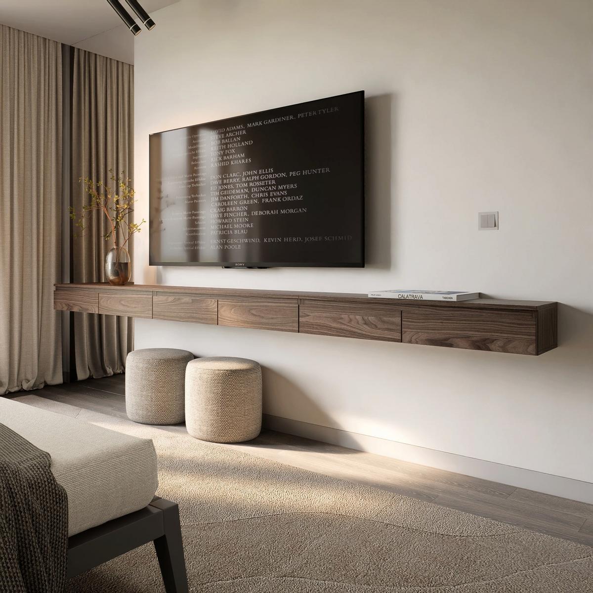 TV-LOWBOARD Bemmi Slim 6-türig, Holzoptik Walnuss Wisconsin, 300 cm - Dunkelbraun, Holzwerkstoff (300/18.2/31.6cm) - Selsey
