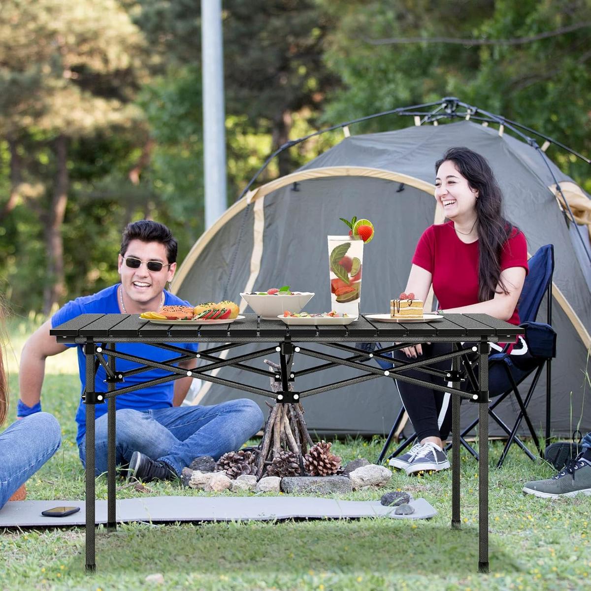 CAMPINGTISCH Schwarz - Schwarz, Metall (55/95/50cm) - COSTWAY