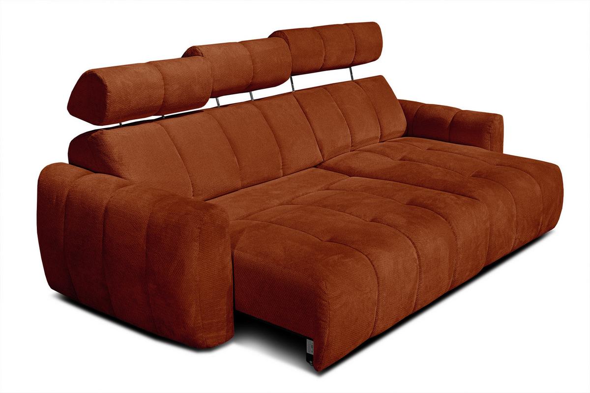ECKSOFA KIMI 3-Sitzer, ausziehbarer Sitz, verstellbare Kopfstützen, rot - Rot/Schwarz, Holzwerkstoff/Textil (270/160cm) - Wozimo