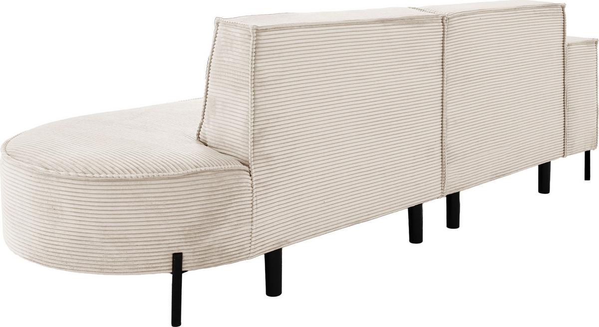 ECKSOFA Hana Loft 3-Sitzer Ecke Links, Cordstoff Chenille, Creme 241/80/168 cm - Creme/Schwarz, Textil/Metall (241/168cm) - WFL GROUP