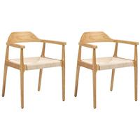 ESSZIMMERSTUHL 2er-Set Holz Hellbraun/Beige Oakdale - Hellbraun, Holz (58/73/53cm) - Beliani