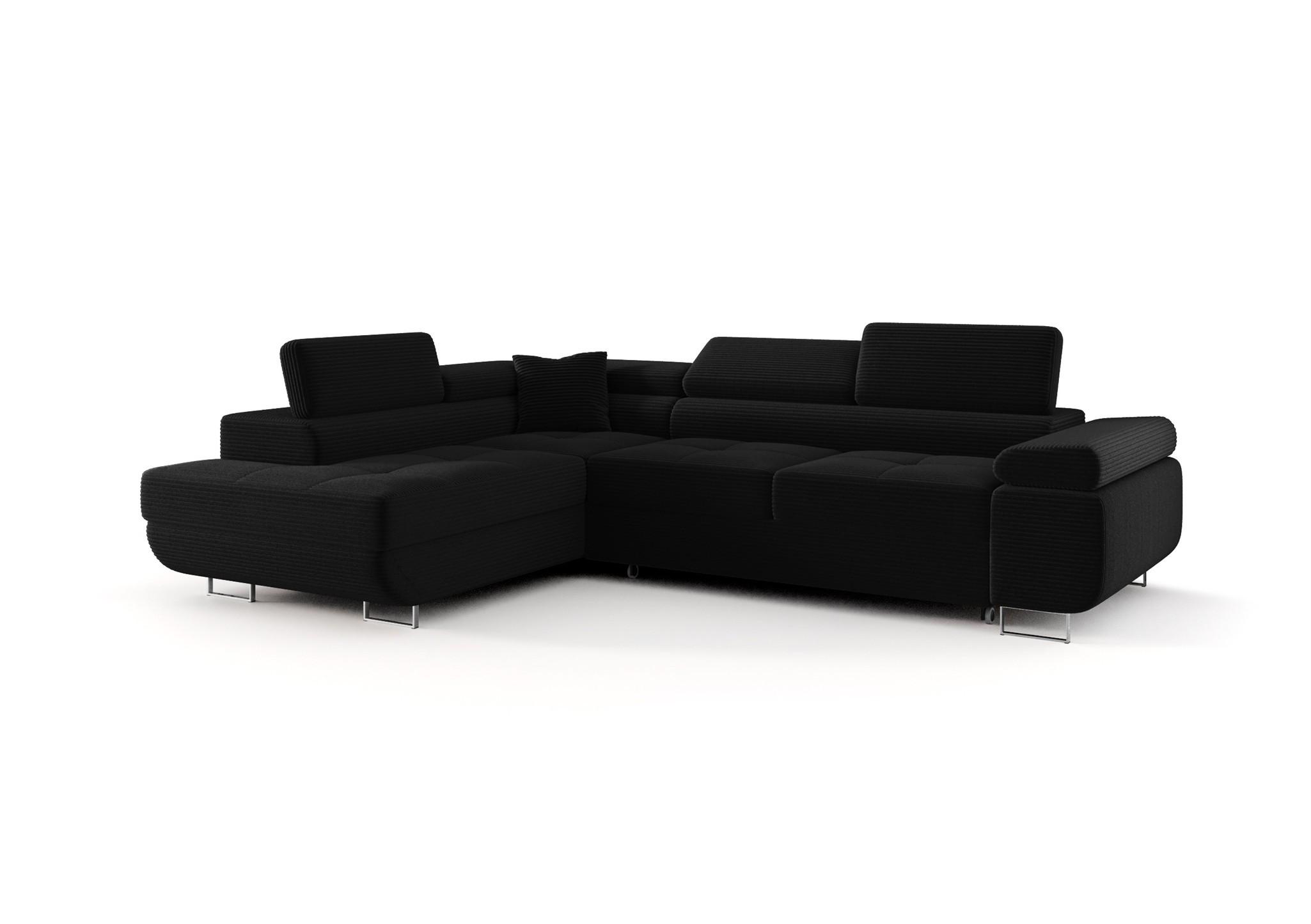 ECKSOFA Monaro Mit Schlaffunktion - Schwarz, Holzwerkstoff/Textil (202/275cm) - Fun Möbel