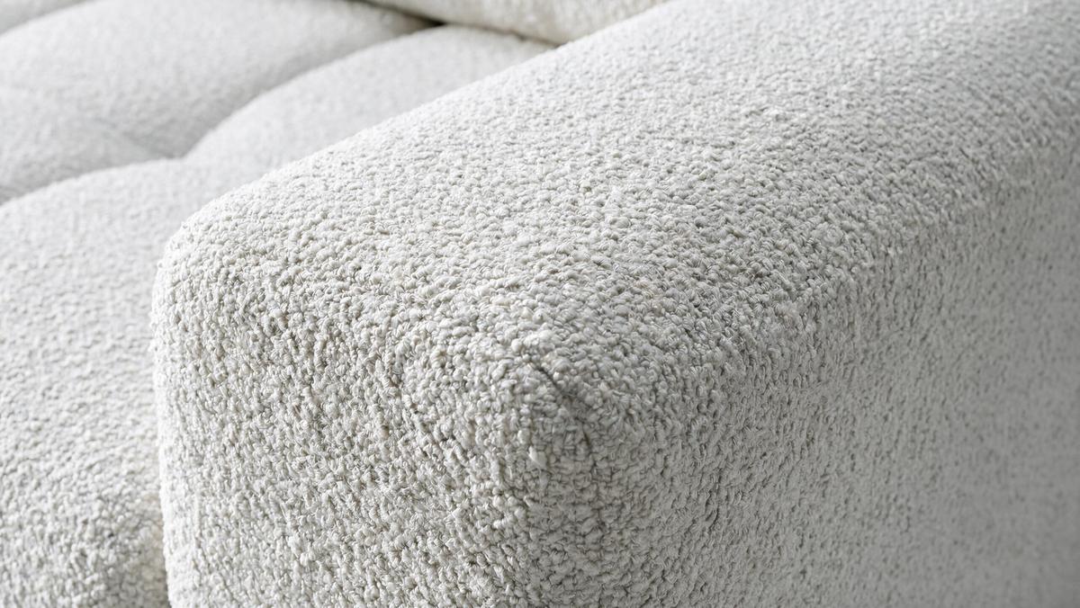 ECKSOFA Ovia mit Bettkasten und Schlaffunktion, Bouclé-Stoff in L-Form - Weiß, Textil (270/185cm)