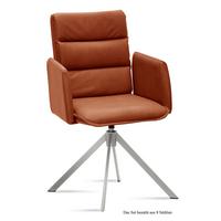 ARMLEHNSTUHL drehbar (8er-Set) Dulsea 52x92x60 Edelstahl/Cognac - Edelstahlfarben/Cognac, Kunststoff (60/92/52cm) - 58aufmkessel