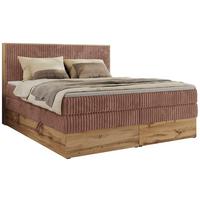 BOXBETT WOOD CLASSIC KING 160/200 - Rosa Cord - H4 - Rosa, Textil (160/200cm) - MKS
