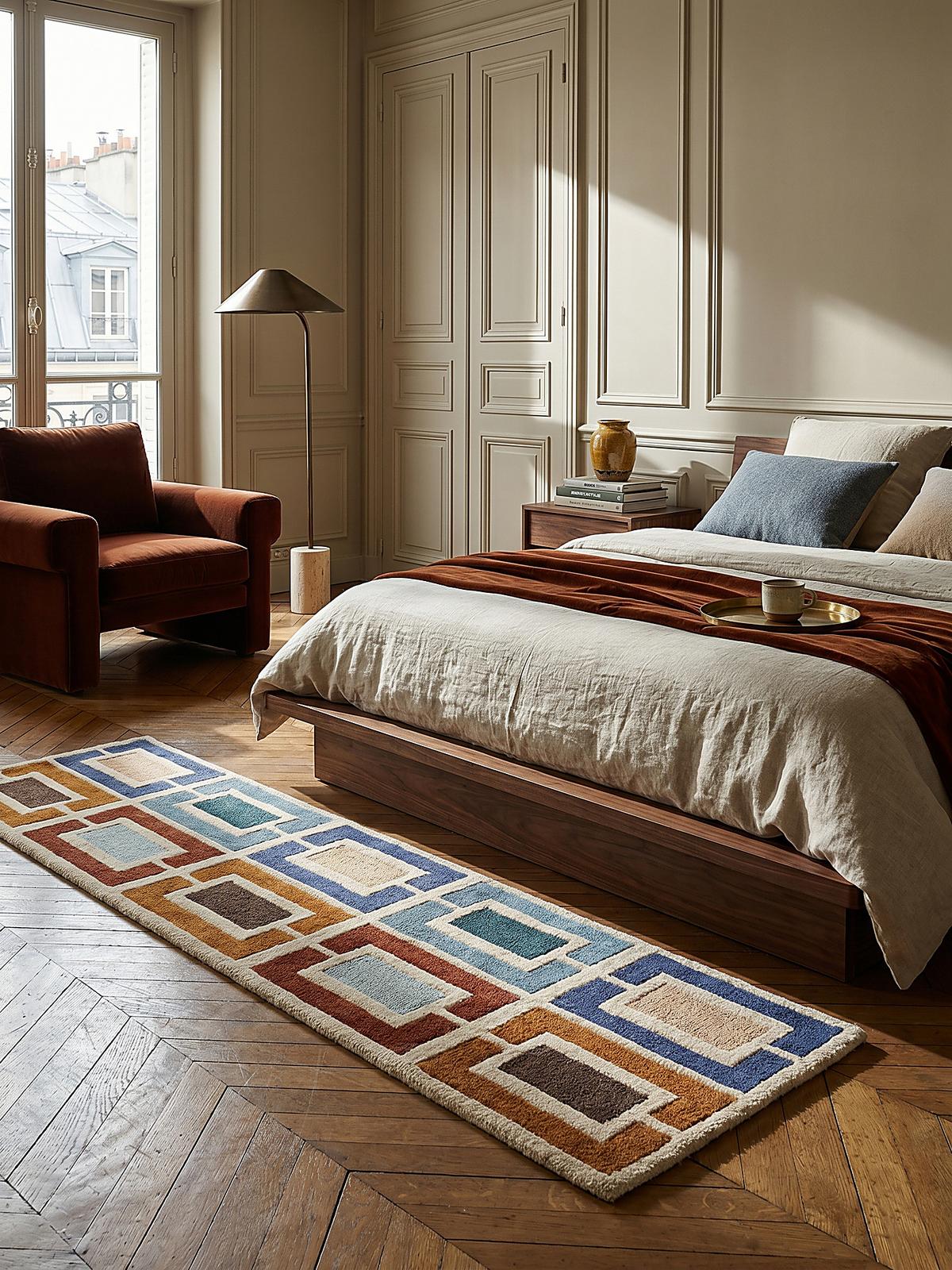 WOLLTEPPICH DERWENT, geometrisch, Blau-Bunt, 60 x 230 cm - Multicolor, Textil (230/60cm) - KADIMA DESIGN
