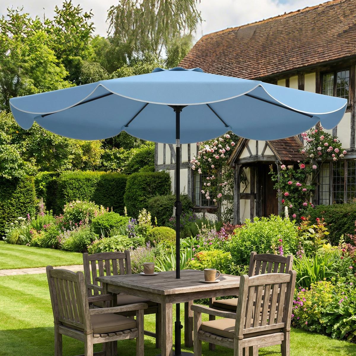 SONNENSCHIRM Metall Polyester Himmelblau - Blau, Metall (265/265cm) - Outsunny
