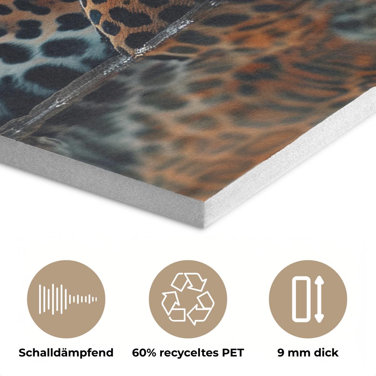 AKUSTIKBILD Natur - Leopard - Tier - Sonnenuntergang - Modern Wandbilder 60x60 cm - Orange, Kunststoff (60/60/0.9cm) - MuchoWow