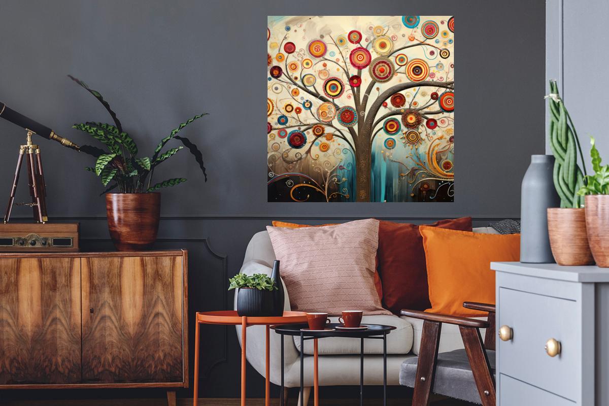WANDTATTOO Baum - Baum des Lebens - Farbe Wanddeko 50x50 cm - Braun, Kunststoff (50/50/0.1cm) - MuchoWow