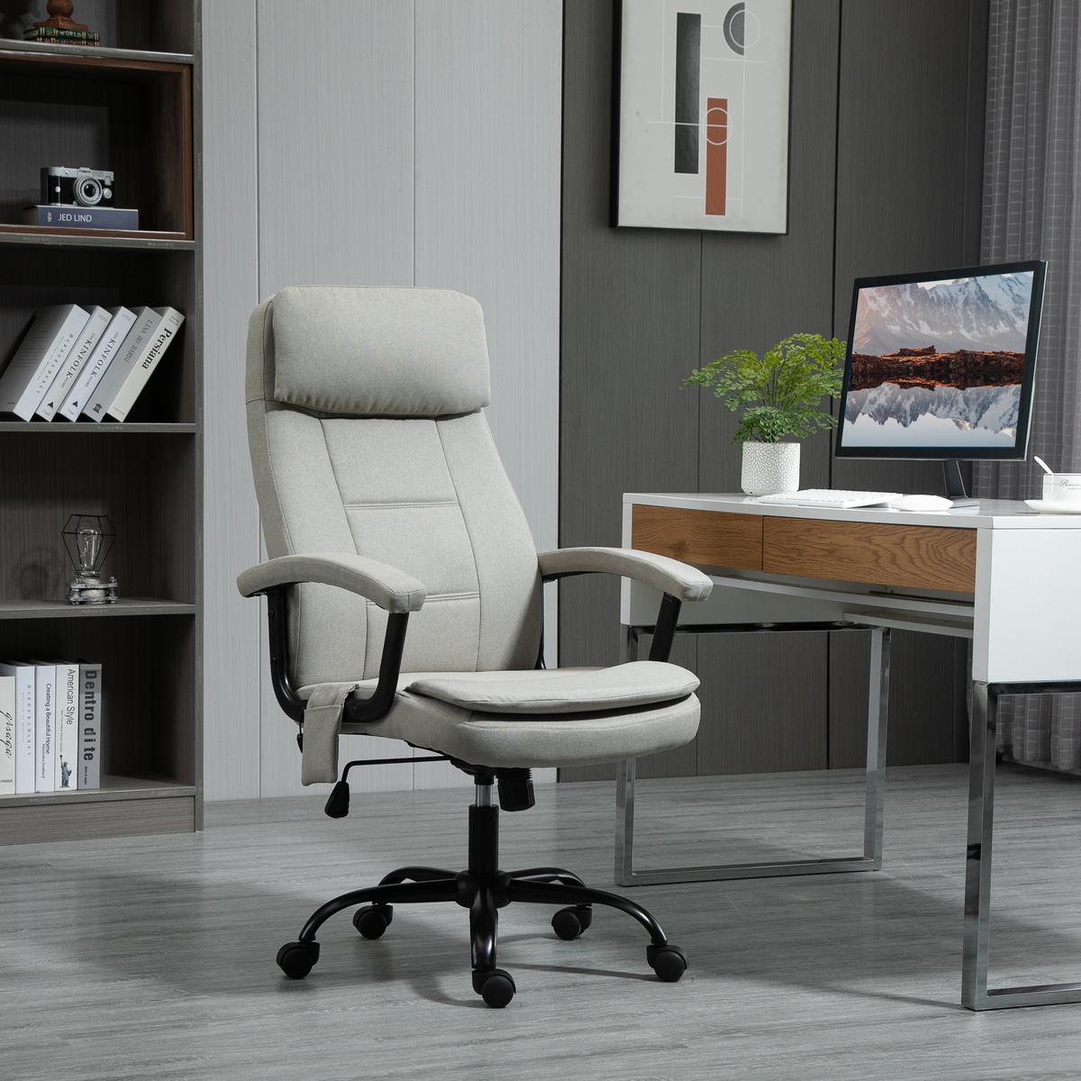 MASSAGEBÜROSTUHL Drehstuhl höhenverstellbar Lendenwirbelsäulenmassage Beige - Beige, Kunststoff (70/121/63cm) - Vinsetto