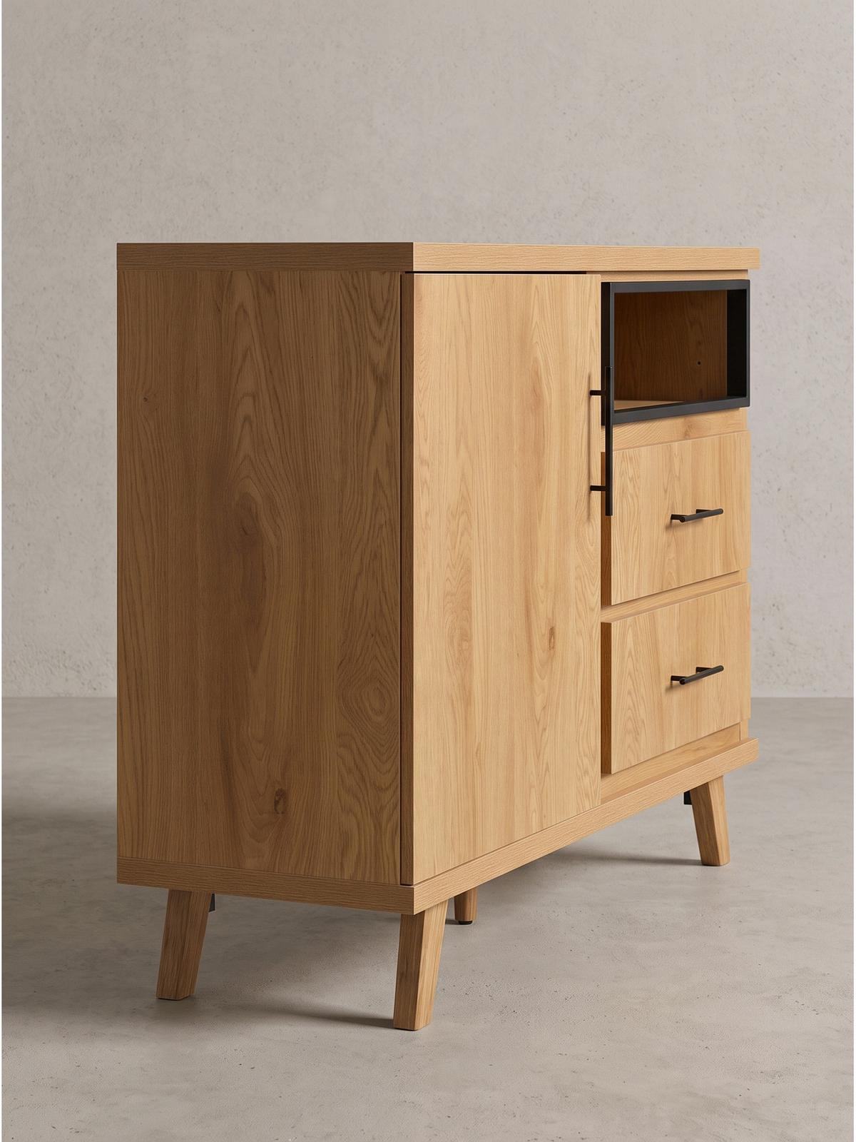 SIDEBOARD BASSANO, MDF, in Eichenoptik, mit Stauraum, 116 x 40 x 95 cm - Hellbraun/Braun, Eichenholz/Holzwerkstoff (116/95/40cm) - KADIMA DESIGN