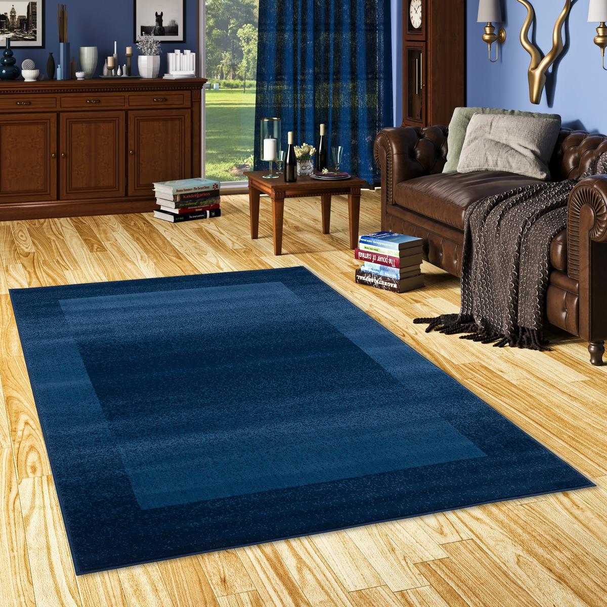 MODERN DESIGNER VELOURS TEPPICH SAMBA - Dunkelblau, Textil (120/170cm) - Pergamon