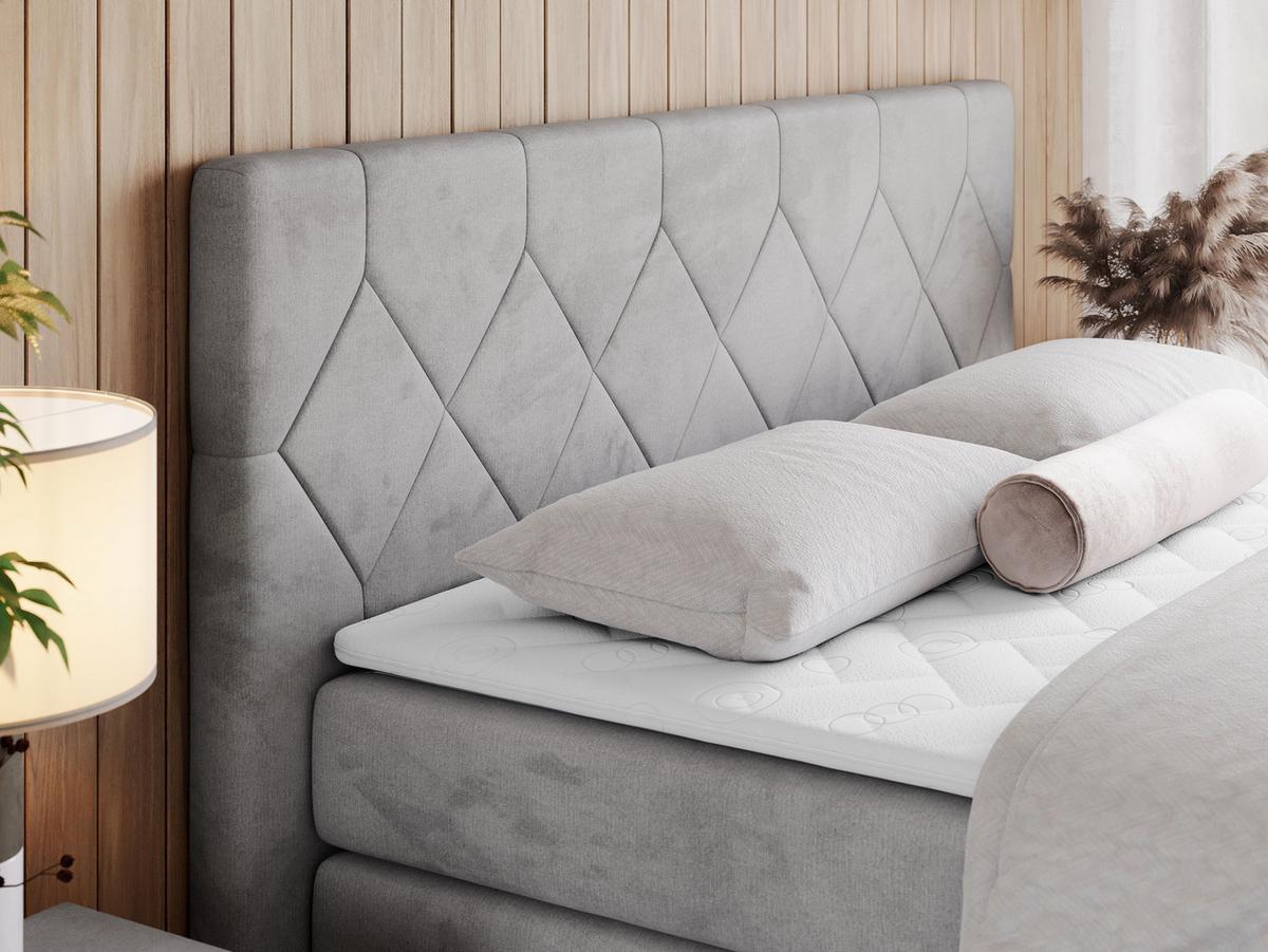 BOXSPRINGBETT KING EIGAR 120/200 Hellgrau Velvet - H3 - Hellgrau, Holz/Textil (120/200cm) - MKS