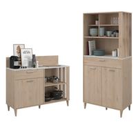 BUFFET Eiche, grau Set 2-tlg. Buffetschrank und Anrichte - Eichefarben/Grau, Holzwerkstoff (120/185/41cm) - Parisot Meuble