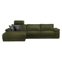 ECKSOFA XL MOTORISCHER RELAXFUNKTION LOLA Dunkelgrün Leder Relaxfunktion - Dunkelgrün/Schwarz, Leder (304/178cm) - KAWOLA