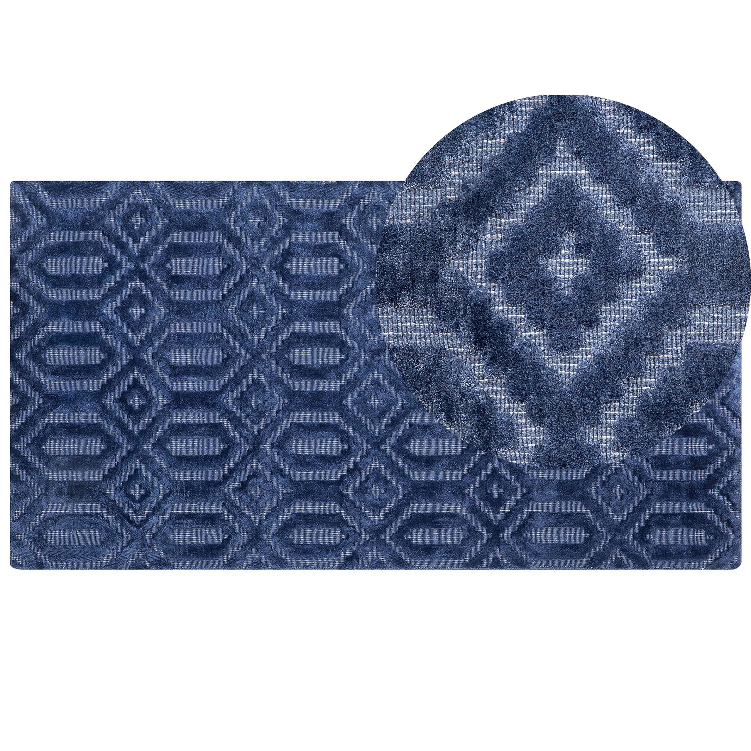 KURZFLOR-TEPPICH Adatepe 150/80 cm - Blau, Naturmaterialien (80/150cm) - Beliani