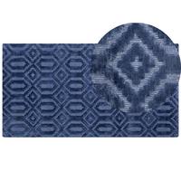 KURZFLOR-TEPPICH Adatepe 150/80 cm - Blau, Naturmaterialien (80/150cm) - Beliani