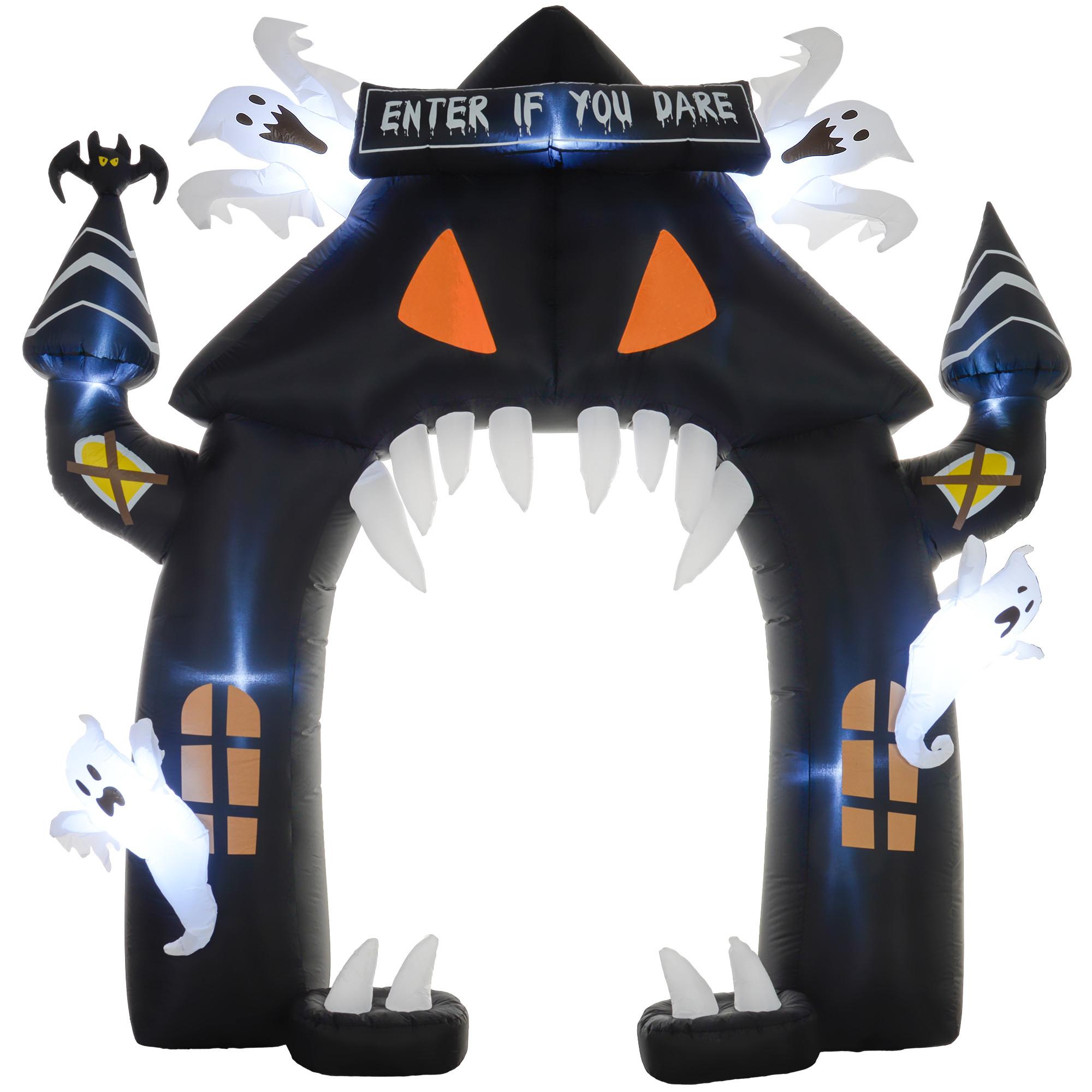 HALLOWEEN aufblasbarer Bogen, 300 cm Große Halloween-Deko mit LED-Beleuchtung - Schwarz, Kunststoff (76/300/300cm) - Outsunny