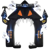 HALLOWEEN aufblasbarer Bogen, 300 cm Große Halloween-Deko mit LED-Beleuchtung - Schwarz, Kunststoff (76/300/300cm) - Outsunny