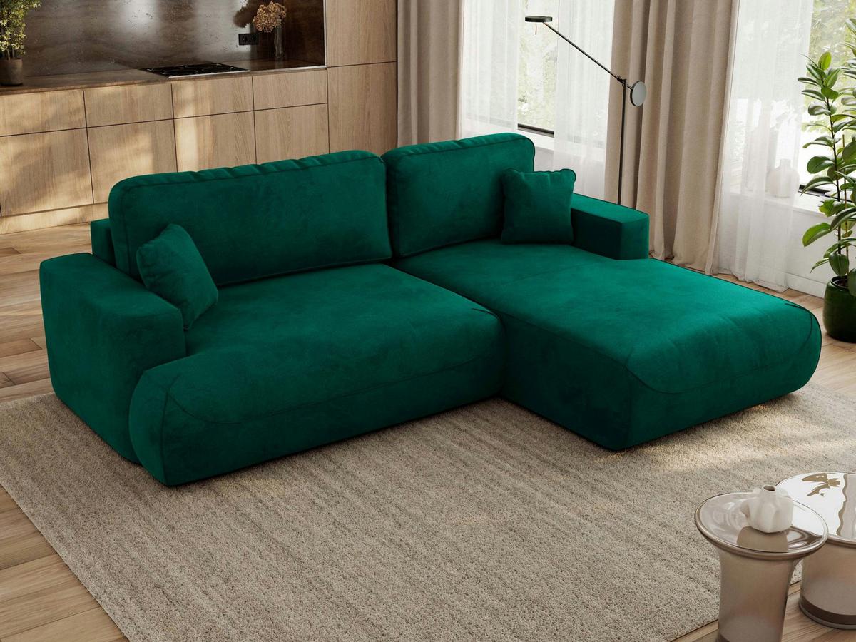 ECKSOFA OVO L Dunkelgrün Velvet - Rechts Seite - Dunkelgrün/Schwarz, Kunststoff/Textil (195/271cm) - MKS