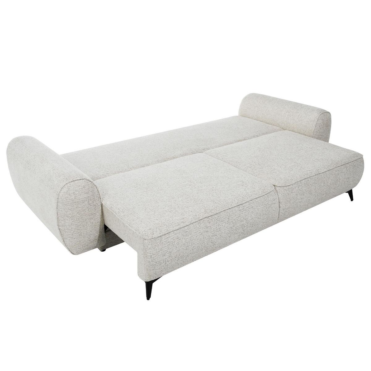 SCHLAFSOFA Vito 3-Sitzer mit Bettkasten, DL-System, Chenille-Stoff, Beige - Beige/Schwarz, Textil (256/90/99cm) - Beautysofa