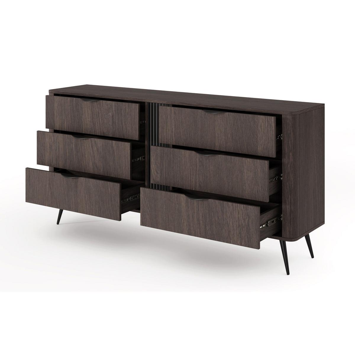 KOMMODE Veris Dunin-Eiche 163 cm - Dunkelbraun/Schwarz, Holzwerkstoff/Metall (163.2/81.2/38cm) - Selsey