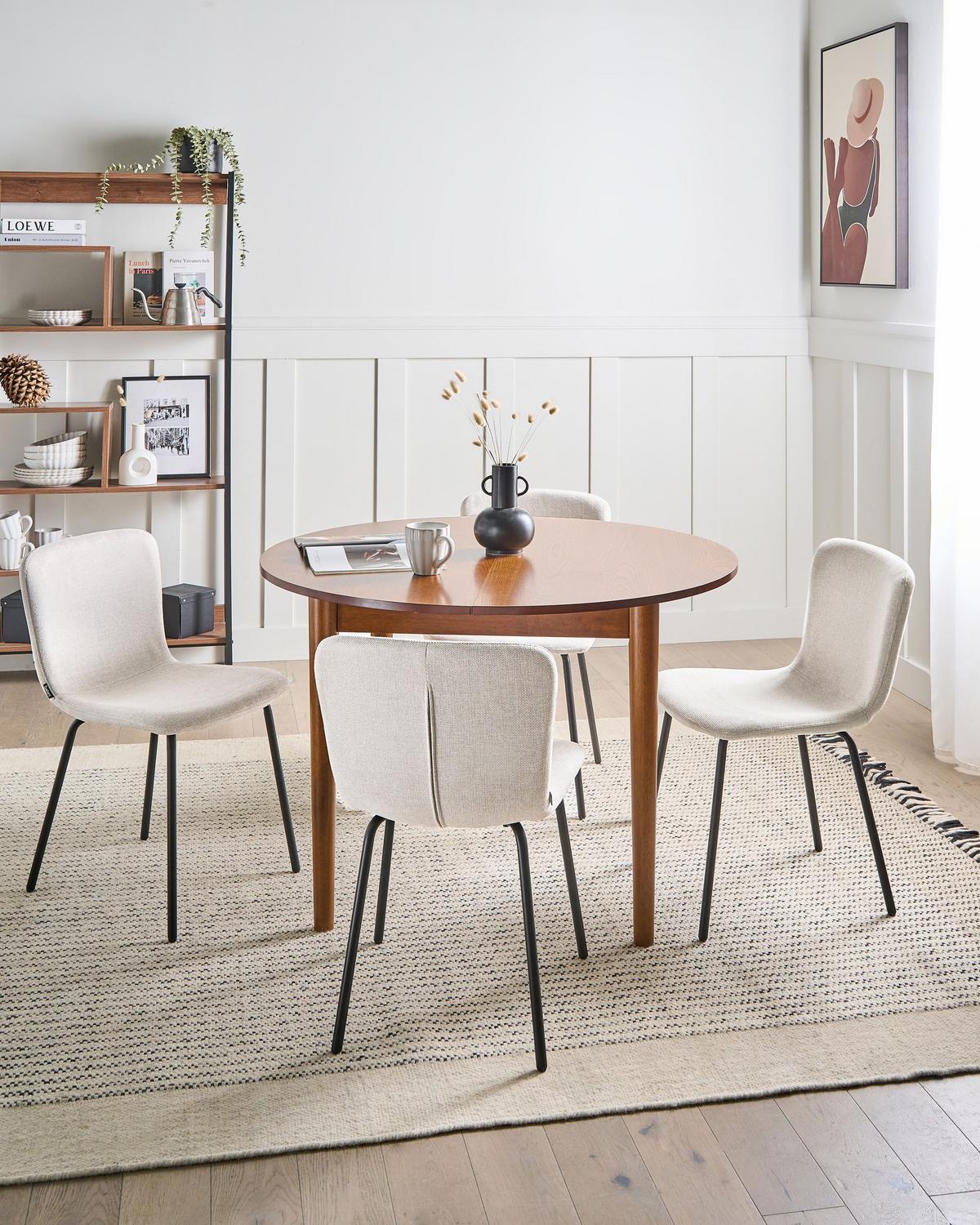 ESSZIMMERSTUHL 4er-Set Hellbeige Caldwell - Weiß, Textil (45/80/46cm) - Beliani