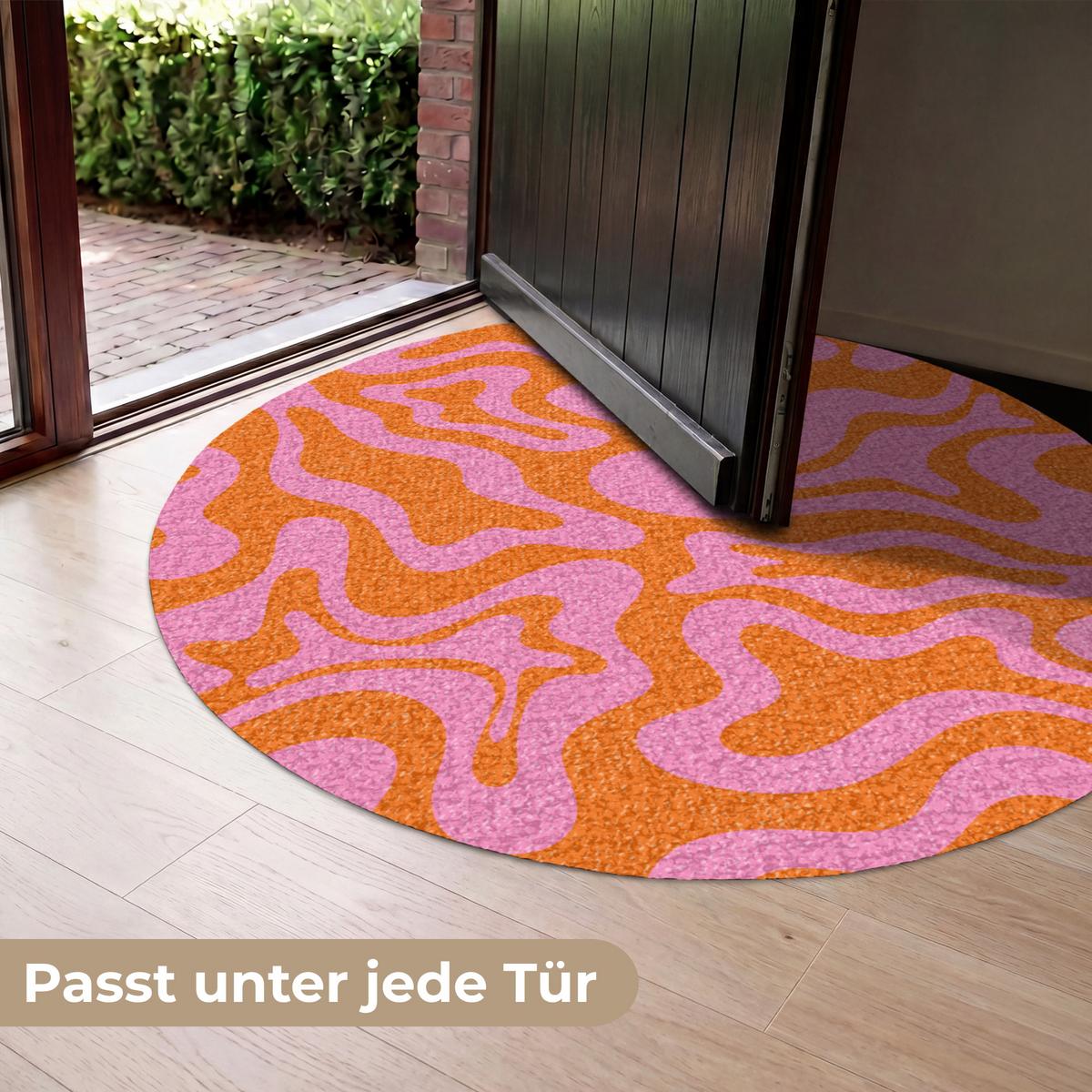 FUSSMATTE Muster - Rosa - Orange - Abstrakt - Modern Türmatte 120x120 cm - Pink, Kunststoff (120/0.4cm) - MuchoWow
