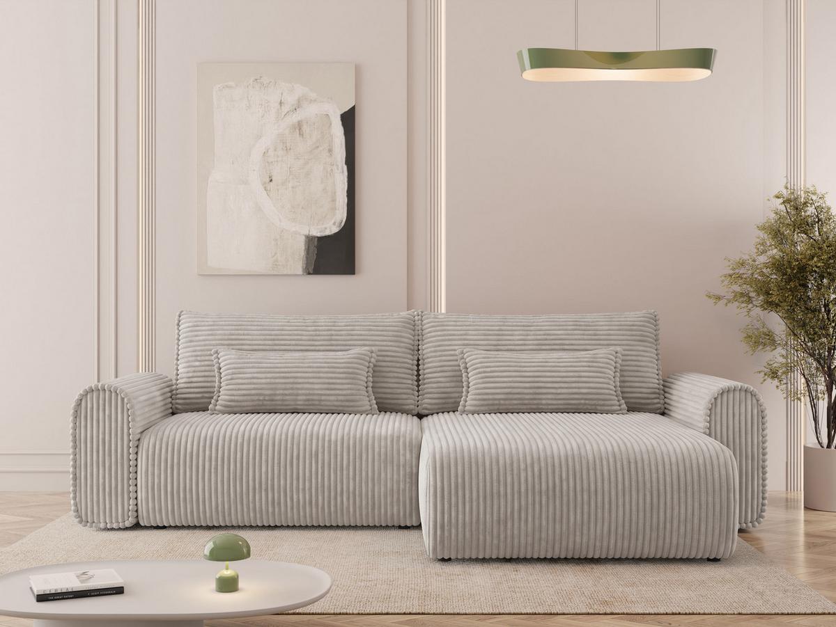 ECKSOFA Surles Cord - Schwarz/Naturfarben, Holz/Kunststoff (245/145cm) - MIRJAN24