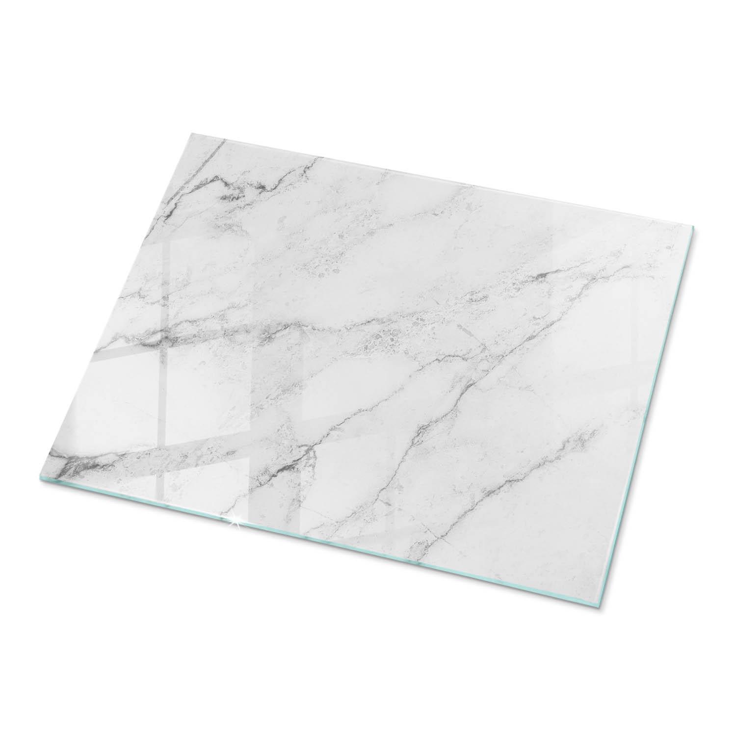 TISCHPLATTE 80x60 cm Marmoroberflächenmuster - Hellgrau, Glas (0.4/80/60cm) - TULUP