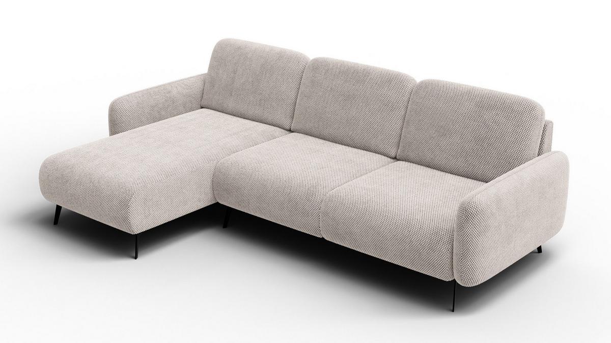 ECKSOFA FEBE 4-Sitzer links, beige - Beige/Schwarz, Holz/Textil (264/157cm) - Wozimo